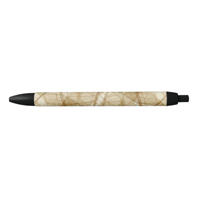 Rustic Sheer Lace Leaves Black Ink Pen (Front)