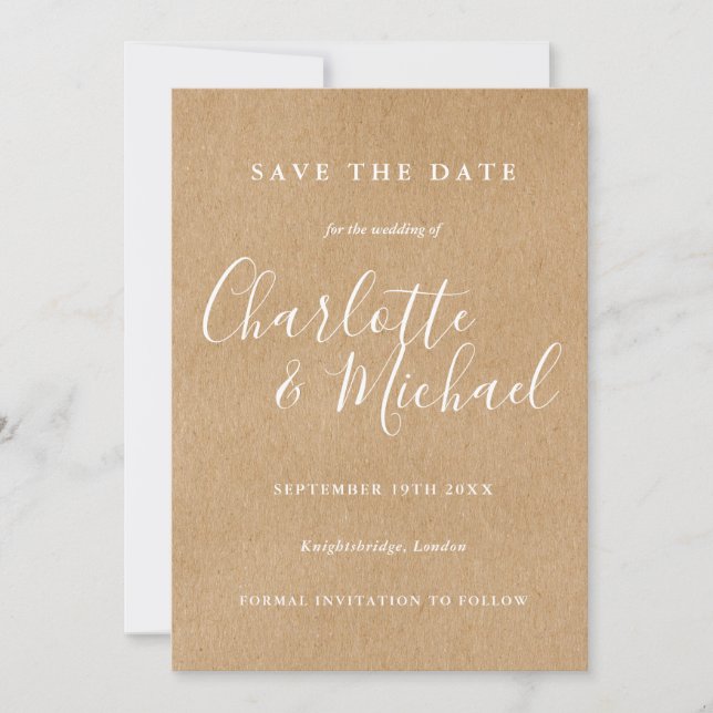 Rustic Signature Wedding Save the Date Card (Front)
