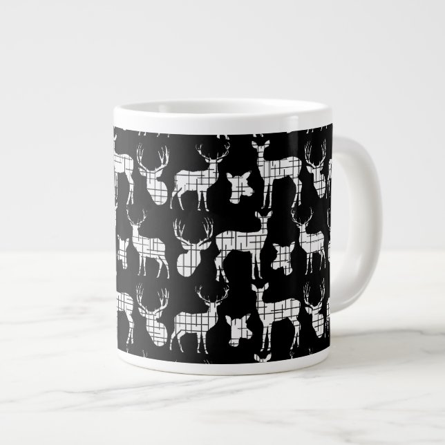 Rustic Silhouette Deer on Black Specialty Mug (Front Right)