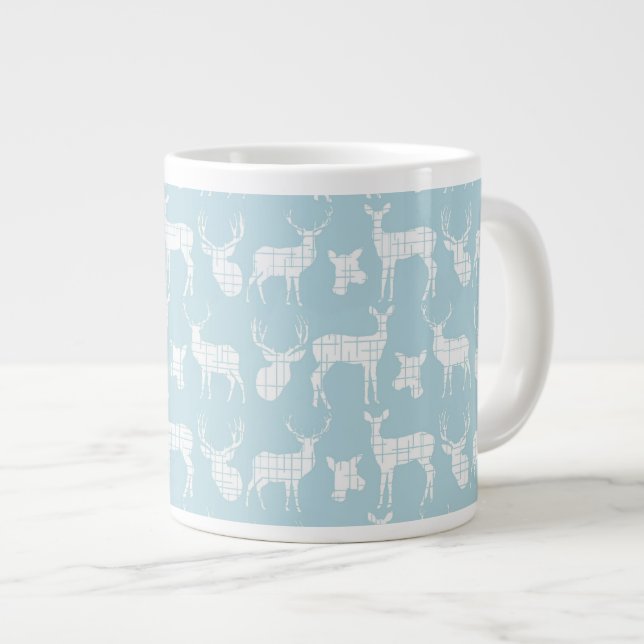 Rustic Silhouette Deer on Blue Specialty Mug (Front Right)