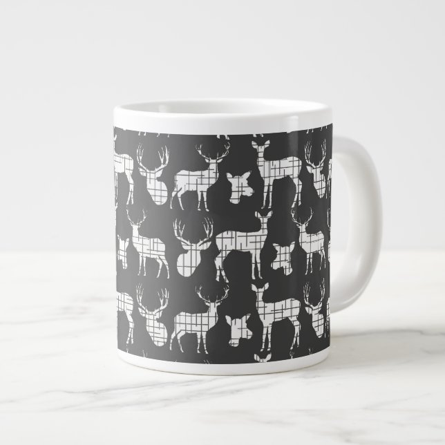 Rustic Silhouette Deer on Grey Specialty Mug (Front Right)