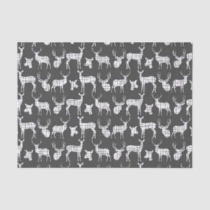 Rustic Silhouette Deer on Grey Tissue Paper