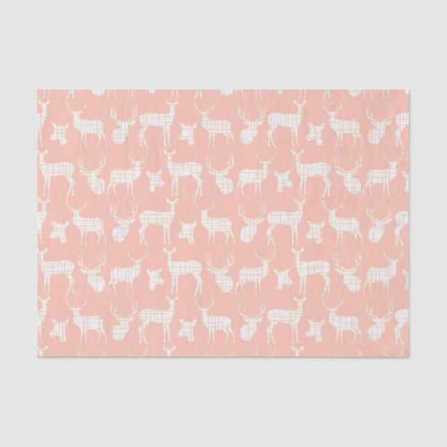 Rustic Silhouette Deer on Pink Tissue Paper (Front)