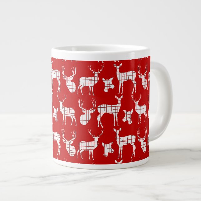 Rustic Silhouette Deer on Red Specialty Mug (Front Right)