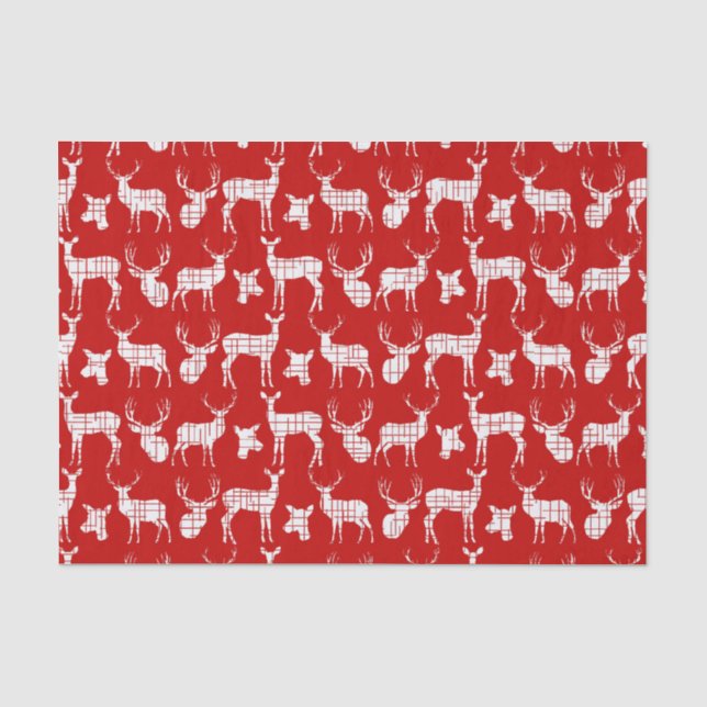 Rustic Silhouette Deer on Red Tissue Paper (Front)