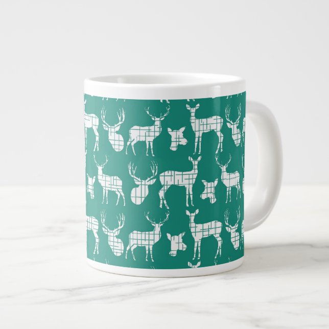Rustic Silhouette Deer on Teal Specialty Mug (Front Right)