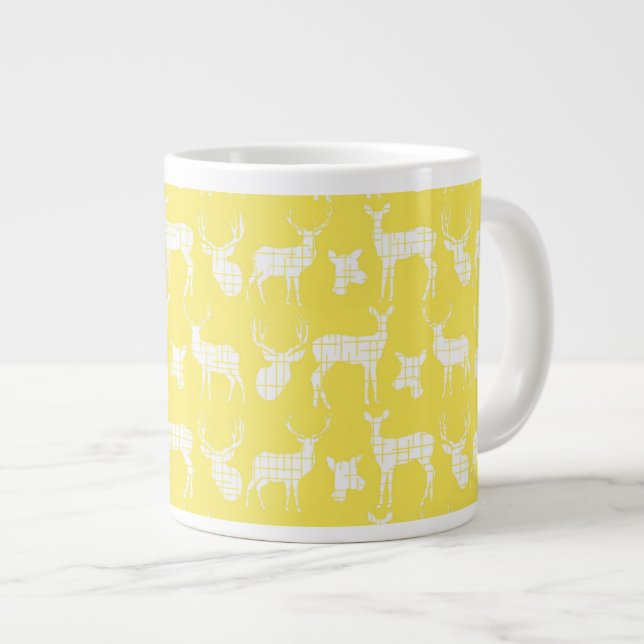 Rustic Silhouette Deer on Yellow Specialty Mug (Front Right)
