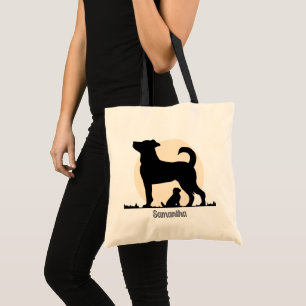 Rustic Silhouette of Mom & Pup with Emotional Bond Tote Bag