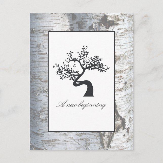Rustic Silver Birch Tree Baby Announcement (Front)