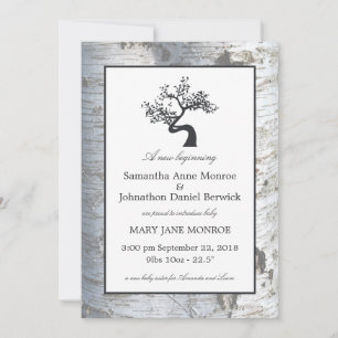 Rustic Silver Birch Tree Baby Announcement