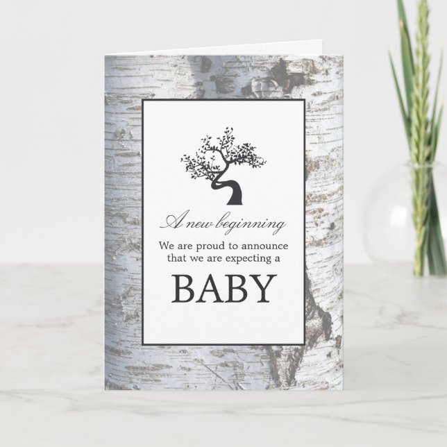 Rustic Silver Birch Tree Baby Announcement (Front)
