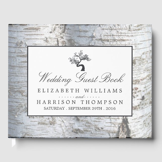 Rustic Silver Birch Tree Guest Book (Front)