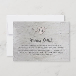 Rustic Silver Birch Tree Wedding Details Invitation