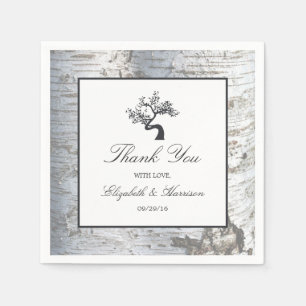 Rustic Silver Birch Tree Wedding Napkin