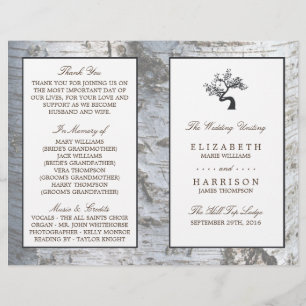 Rustic Silver Birch Tree Wedding Program