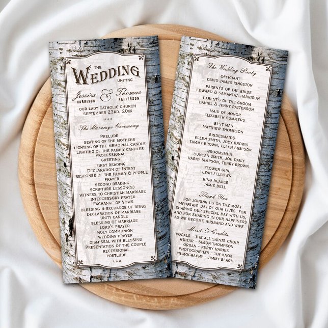 Rustic Silver Birch Tree Wedding Program (Creator Uploaded)