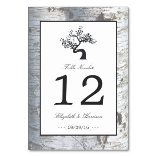 Rustic Silver Birch Tree Wedding Table No. Table Number