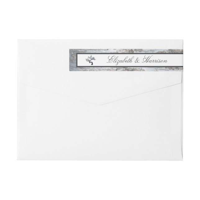 Rustic Silver Birch Tree Wedding Wrap Around Label (Back)