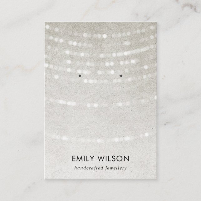 RUSTIC SILVER LIGHT STRINGS STUD EARRING DISPLAY BUSINESS CARD (Front)
