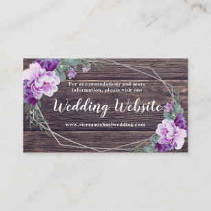 Rustic Silver & Purple Floral Wedding Website Enclosure Card