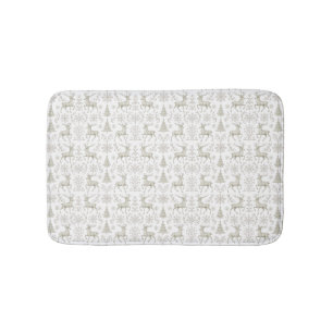 Rustic, Silver/White modern Christmas pattern Bath Mat