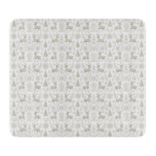 Rustic, Silver/White modern Christmas pattern Cutting Board
