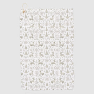 Rustic, Silver/White modern Christmas pattern Golf Towel