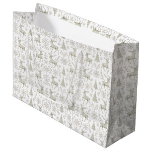 Rustic, Silver/White modern Christmas pattern Large Gift Bag