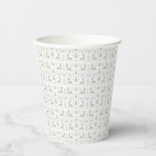 Rustic, Silver/White modern Christmas pattern Paper Cups