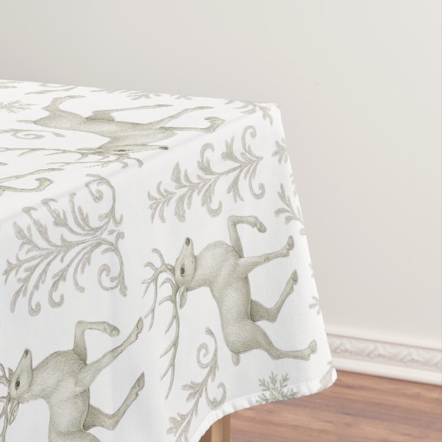 Rustic, Silver/White modern Christmas pattern Tablecloth (In Situ)