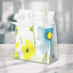 Rustic Simple Blue Yellow Poppies Watercolor Favor Box
