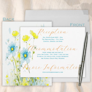 Rustic Simple Blue Yellow Poppies Watercolor RSVP Card