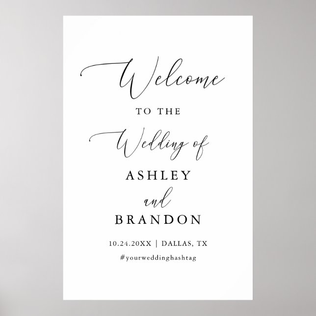 Rustic Simple Calligraphy Wedding Welcome Poster (Front)