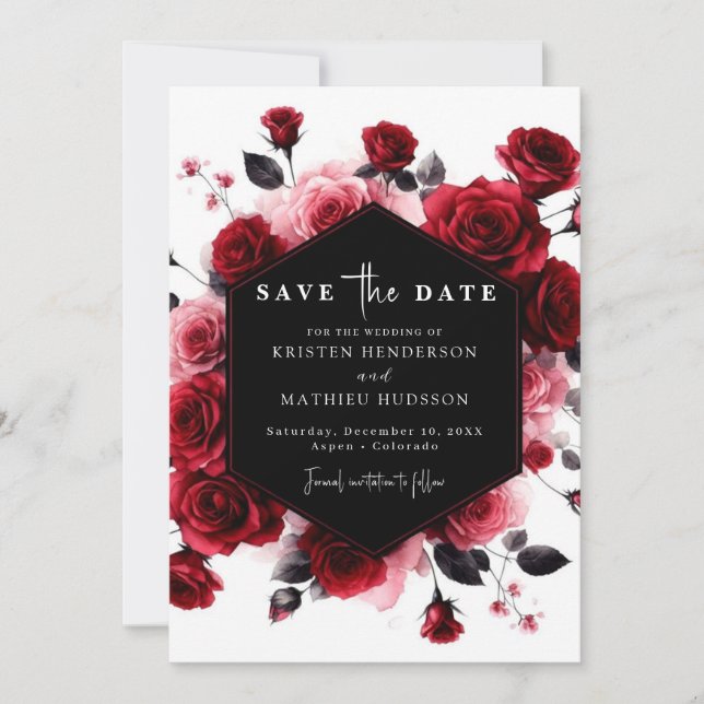 Rustic Simple Crimson Red Wedding Save The Date (Front)