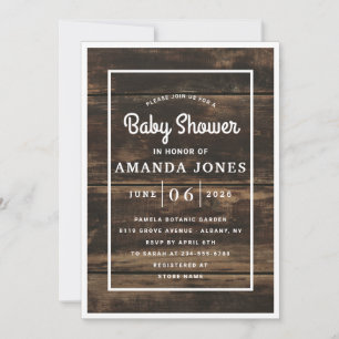 Rustic Simple Elegant Barn Wood Baby Shower Invitation