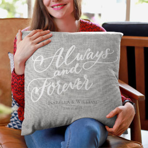 Rustic Simple Modern Always and Forever Gift Grey Throw Pillow