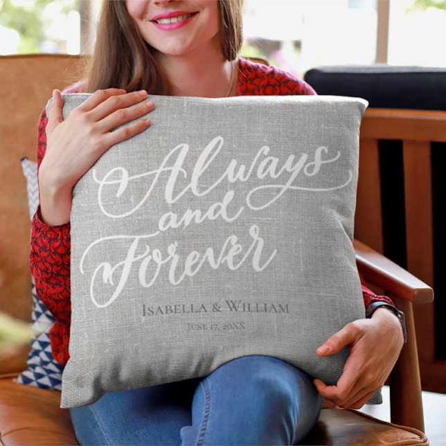 Rustic Simple Modern Always and Forever Gift Grey Throw Pillow (Creator Uploaded)
