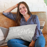 Rustic Simple Modern Mr and Mrs Gift Grey Lumbar Pillow<br><div class="desc">The Rustic Simple Modern Mr and Mrs Gift Grey Lumbar Pillow is a unique and special way to show your loved one or newlywed couple just how much they mean to you. Not only is this pillow stylish and comfortable, it’s also sure to bring joy and natural warmth to any...</div>