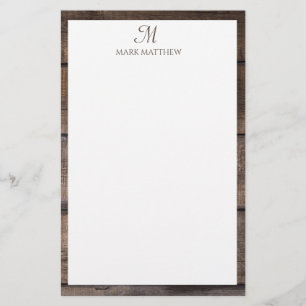 Rustic Simple Script Monogram Custom  Stationery