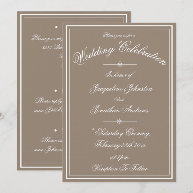 Rustic Simple Script Name Chic Stone Wedding  Invitation (Front/Back)