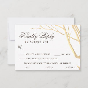 Rustic Simple Tree Wedding Menu Choice RSVP Card
