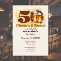 Rustic Simple Vintage Cheers & Beers 50th Birthday