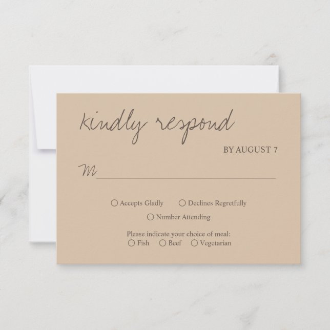 Rustic Simplicity | Beige Minimalist Wedding RSVP Card (Front)