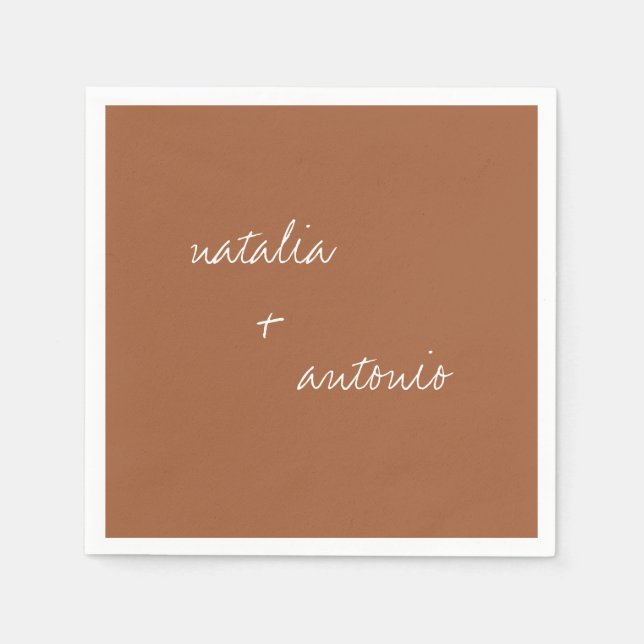Rustic Simplicity | Minimalist Terracotta Wedding Napkin (Front)