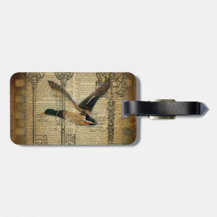 rustic skeleton keys western country mallard duck luggage tag
