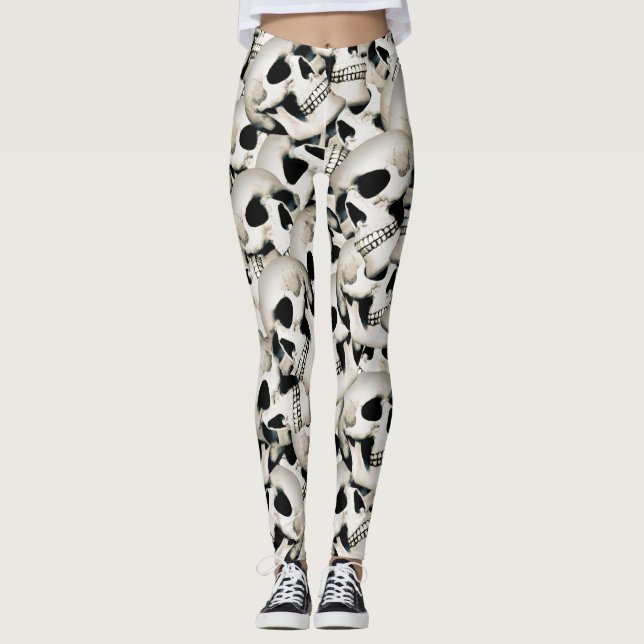 Rustic Skulls Patterned  Leggings (Front)