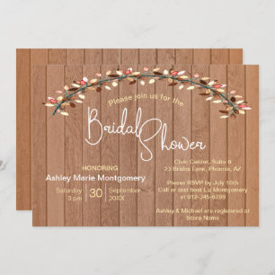 Rustic Slat Wood Colourful Leaf Arch Bridal Shower Invitation