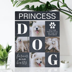 Rustic Slate Dog Memorial 4 Photo Plaque