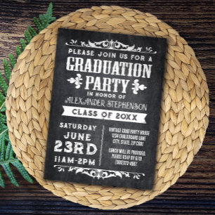 Rustic Slate Graduation Party Invitation