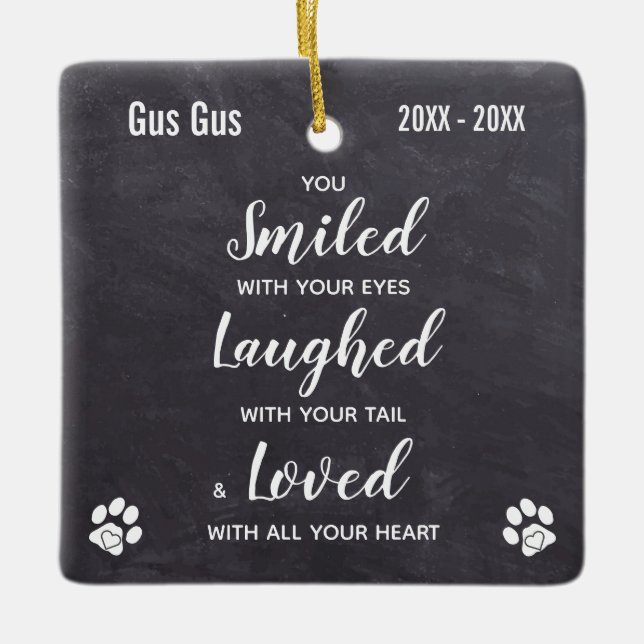 Rustic Slate Remembrance Quote Keepsake Memorial Ceramic Ornament (Front)